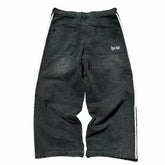 Y2K Black & White Striped Baggy Jeans